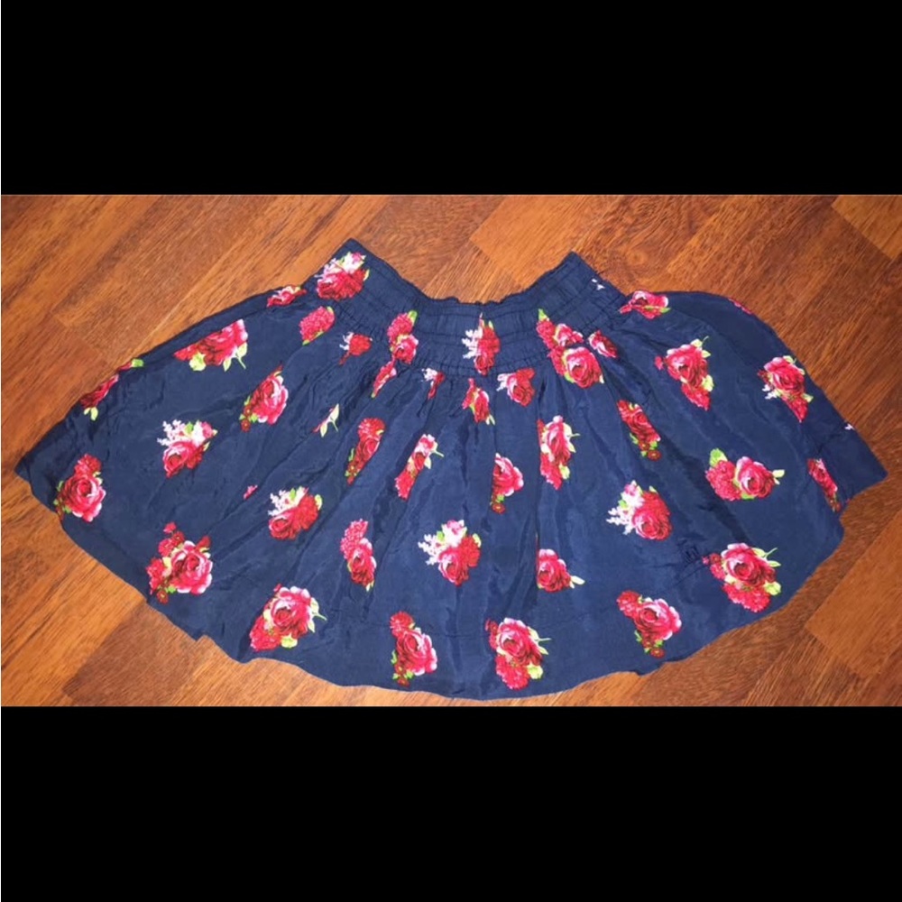 Abercrombie Kids Blue Skirt with Red Floral Design